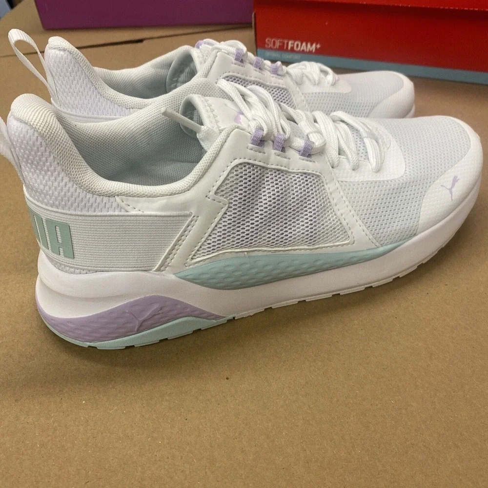 Puma Anzarun Running Shoes Women's‎ 9.5 White Glow Light Lavender 374255-22